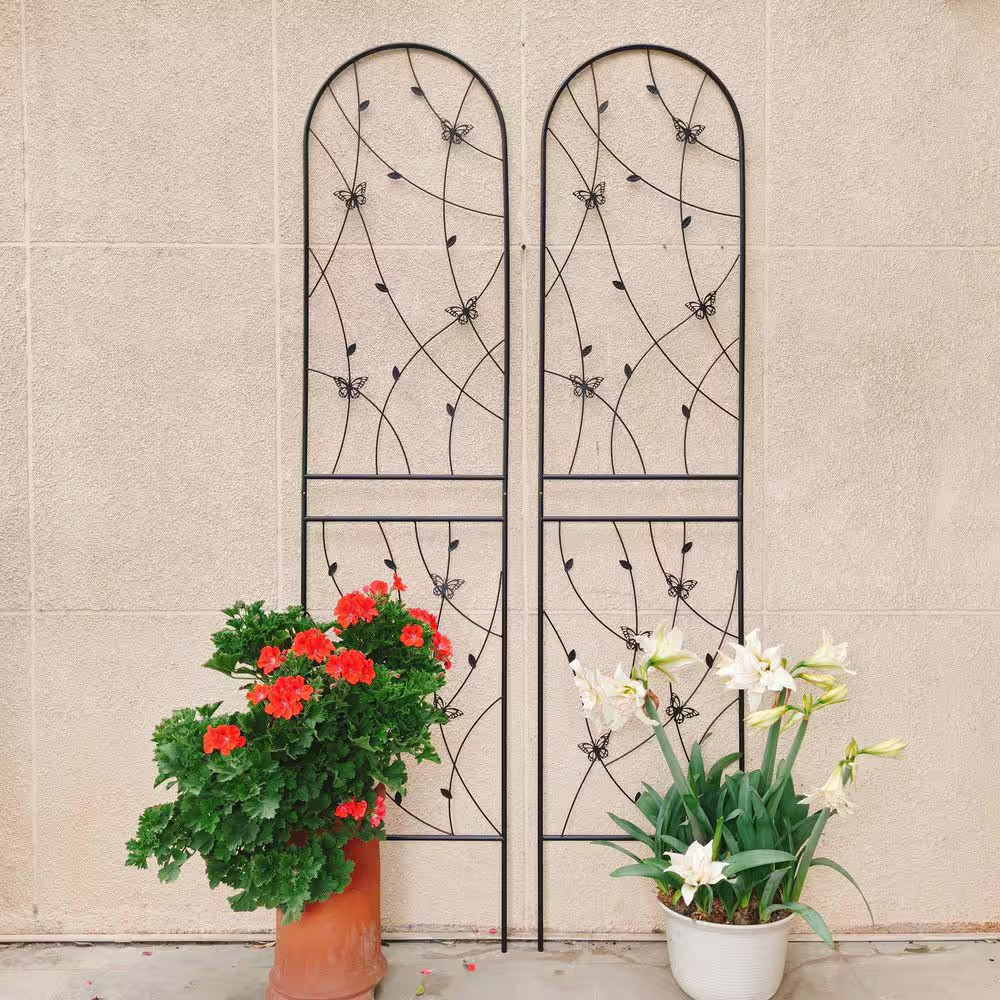 86.7 In. X 19.7 In. Metal Garden Trellis Rustproof Trellis Butterfly Decor for C