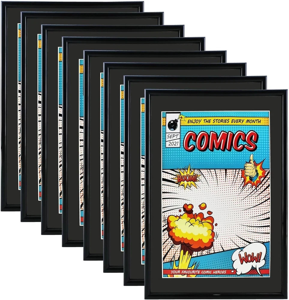 8 Pack Comic Book Frames, Fits Current 6 3/4 X 10 1/4, Wall/Tabletop Display