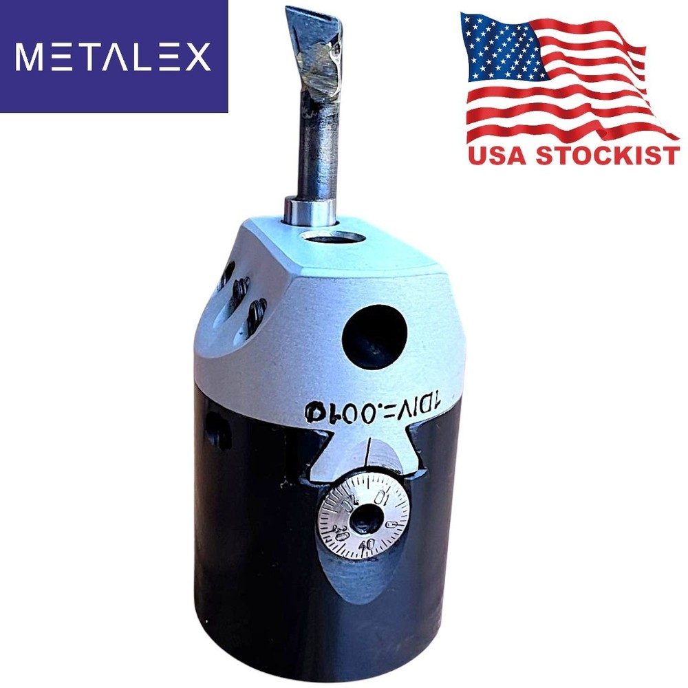 1.5" Adjustable Boring Head 1 Div. = .001 thou + MT2 Shank Arbor & HSS Tool Bits