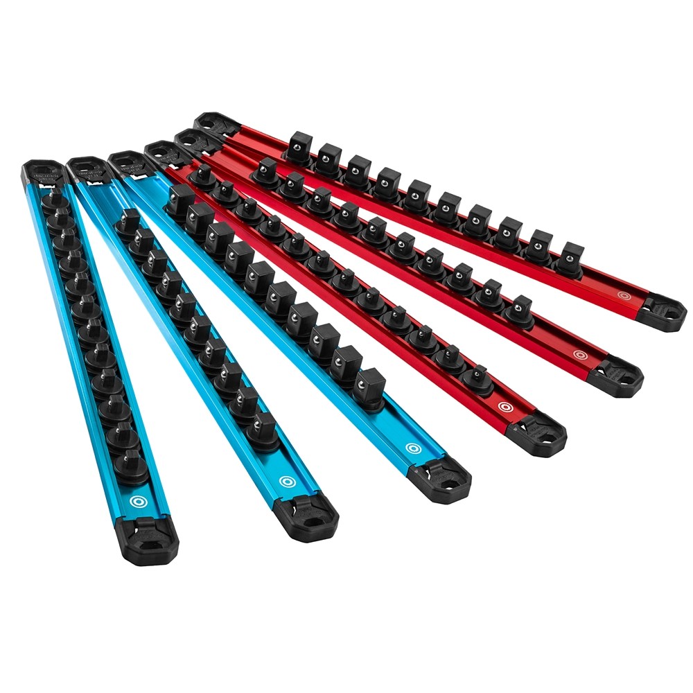 DURATECH 6PCS Magnetic Socket Organizers Set 1/4" 3/8" 1/2" Aluminum Rail Holder
