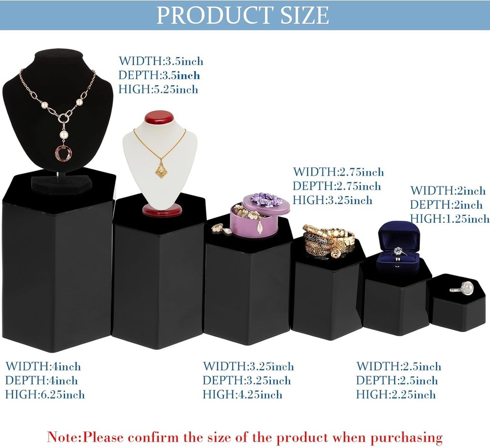 Hexagonal Jewelry Display Risers Hexagonal Market Display Risers Stands Acryl...