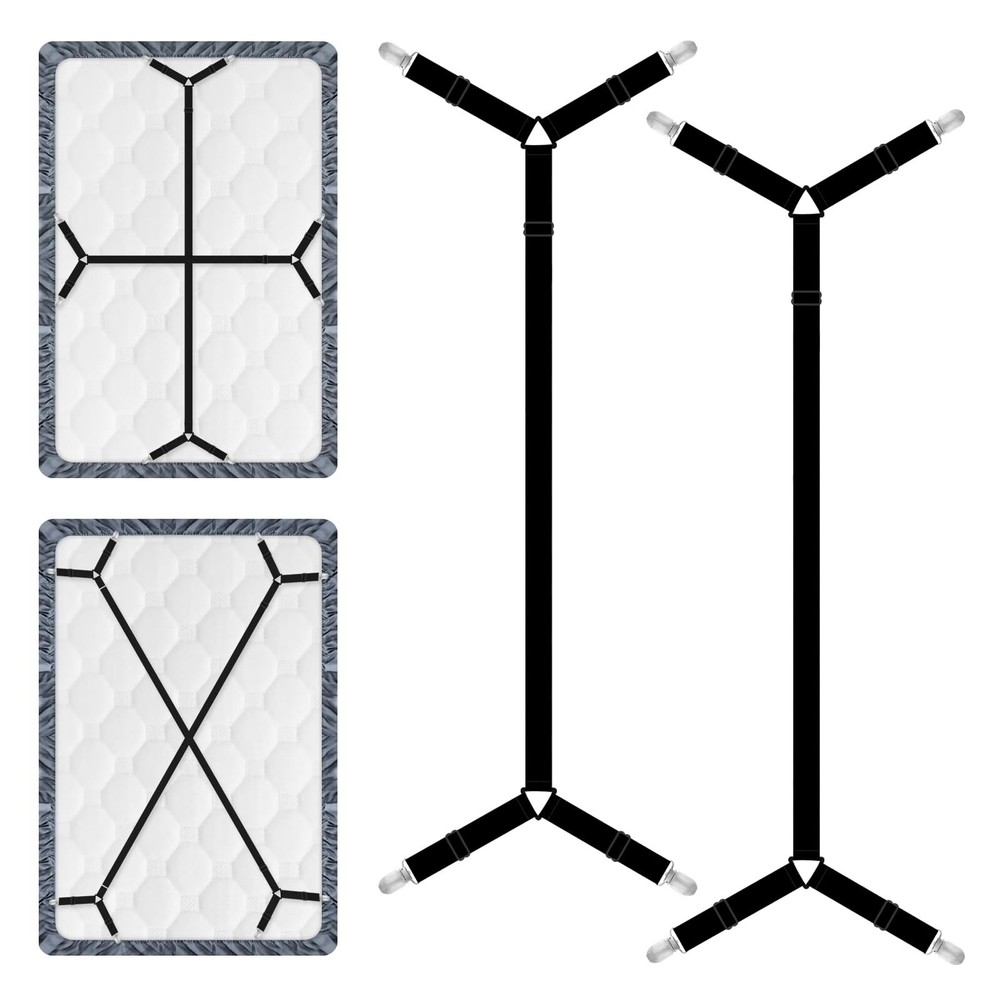 Bed Sheet Straps, 2Pcs Elastic Adjustable Bed Sheet Holder Straps, Fitted Sheet