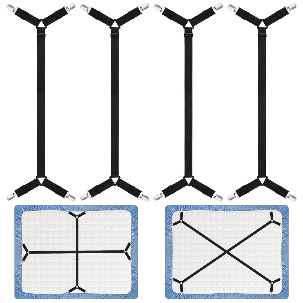 Bed Sheet Fasteners Straps - 4 Pack Adjustable Bed Sheet Holder Strap for Bed...