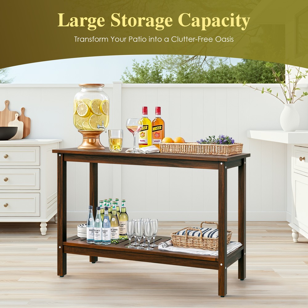 48" Console Table Multiuse Buffet Bar Storage Organizer with Foot Slider Coffee
