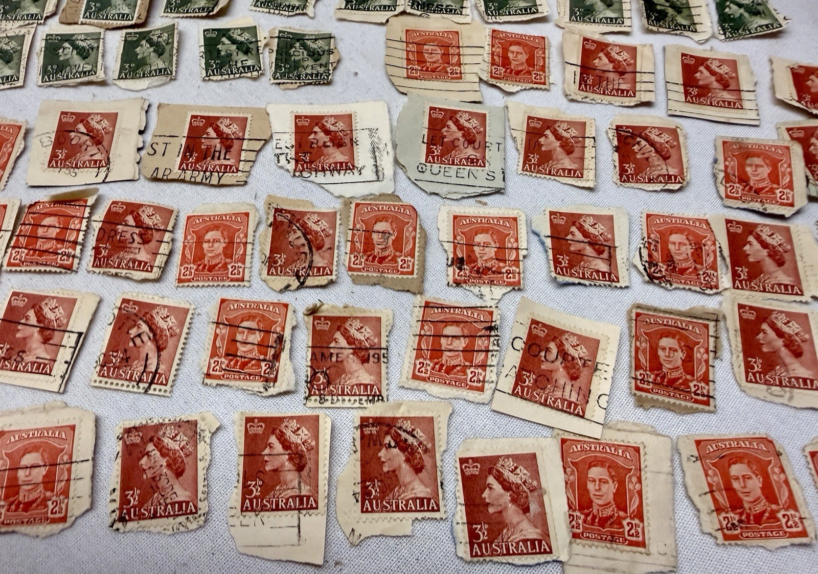 Vintage Australia Royalty Stamp Collection Lot 80+ Used 50s-60s, Queen Elizabeth