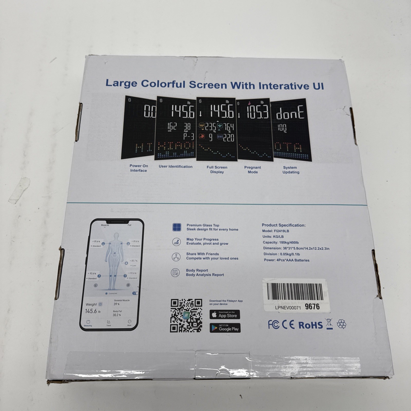 Tychesy Smart Body Health Scale, FI2419LB Medical Grade Analyzer, Black