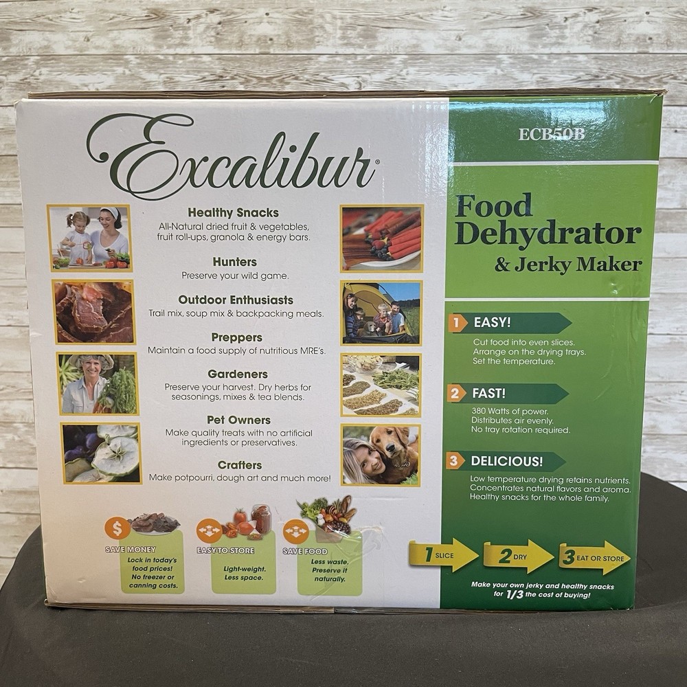 Excalibur ECB50B Food Dehydrator & Jerky Maker 5-Tray Stackable 7 Temps Manual
