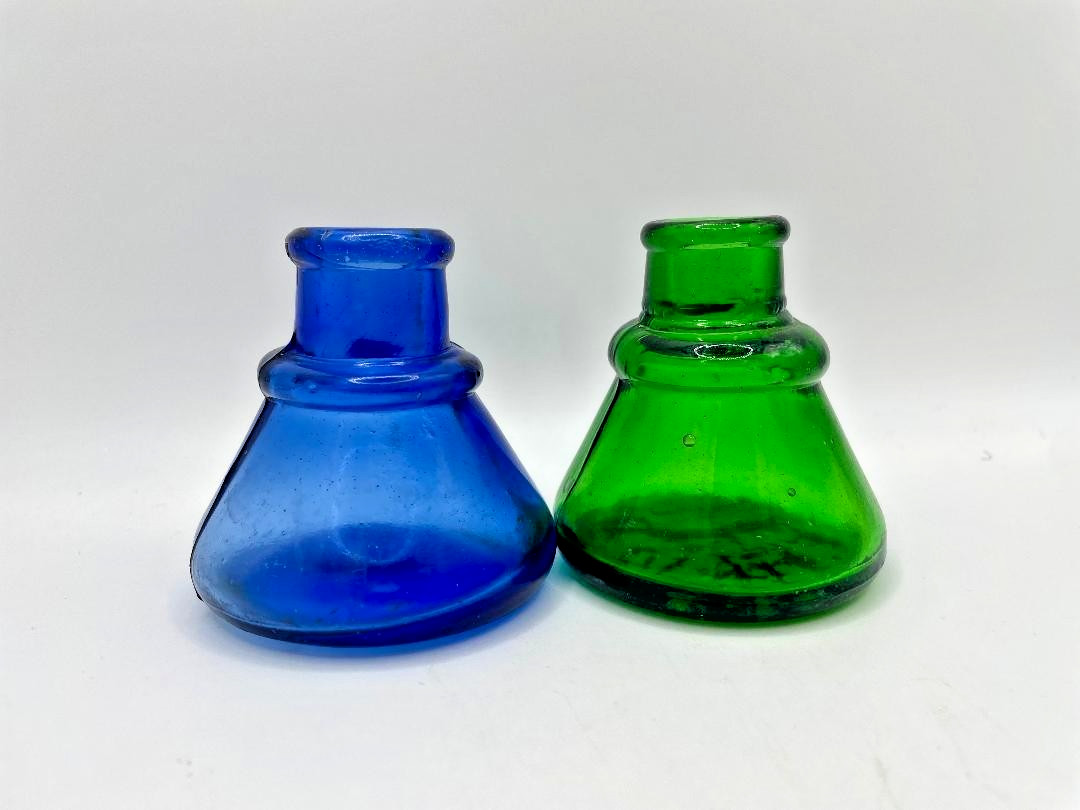 Beautiful Cobalt Blue Cone Ink Well Hand Blown 1880s -90s Writing School Teacher