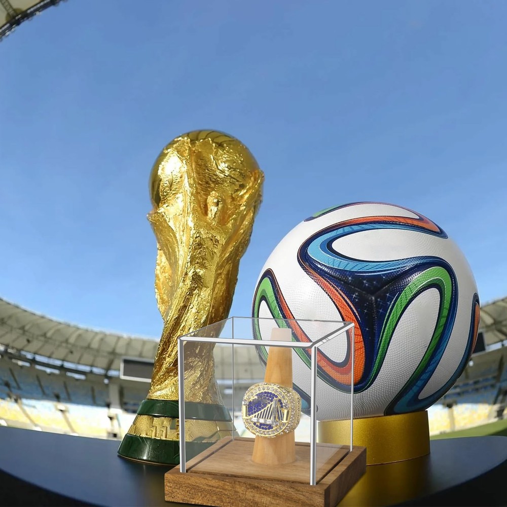 2 Pack Championship Ring Display Case Clear Acrylic Single Clear, Brown