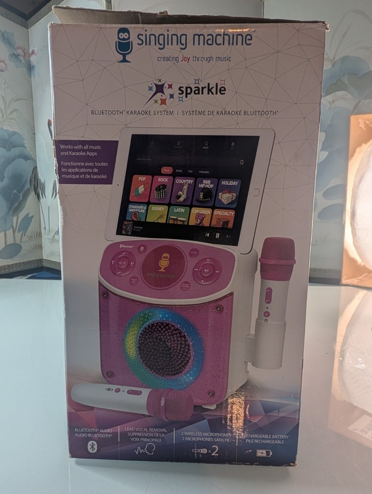 Singing Machine SML294P Bluetooth Karaoke System - 2 Wireless Mics - LED Lights
