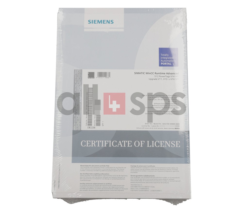 SIMATIC WINCC RUNTIME ADVANCED 512 PT, V14 - 6AV2104-3DD04-0AE0 (NS)