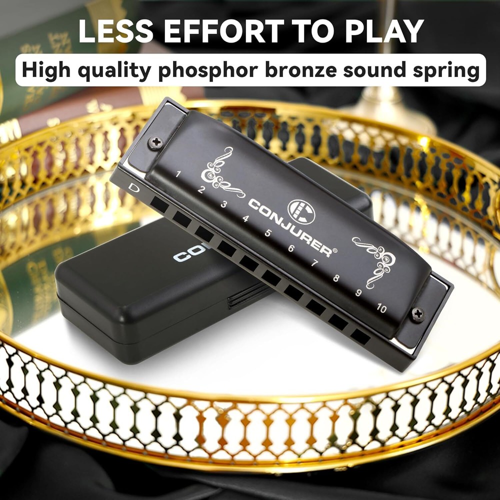 CONJURER Blues Harmonica 3 Keys Professional 10 Hole Diatonic Harmonica Set