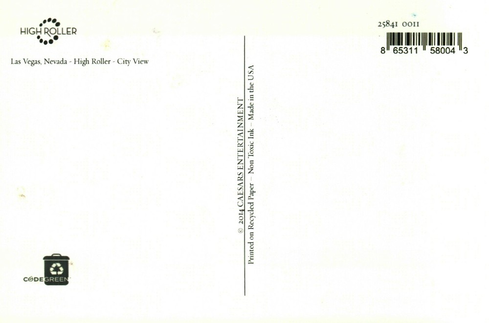 Las Vegas Postcard -- High Roller -- (dated 2014)