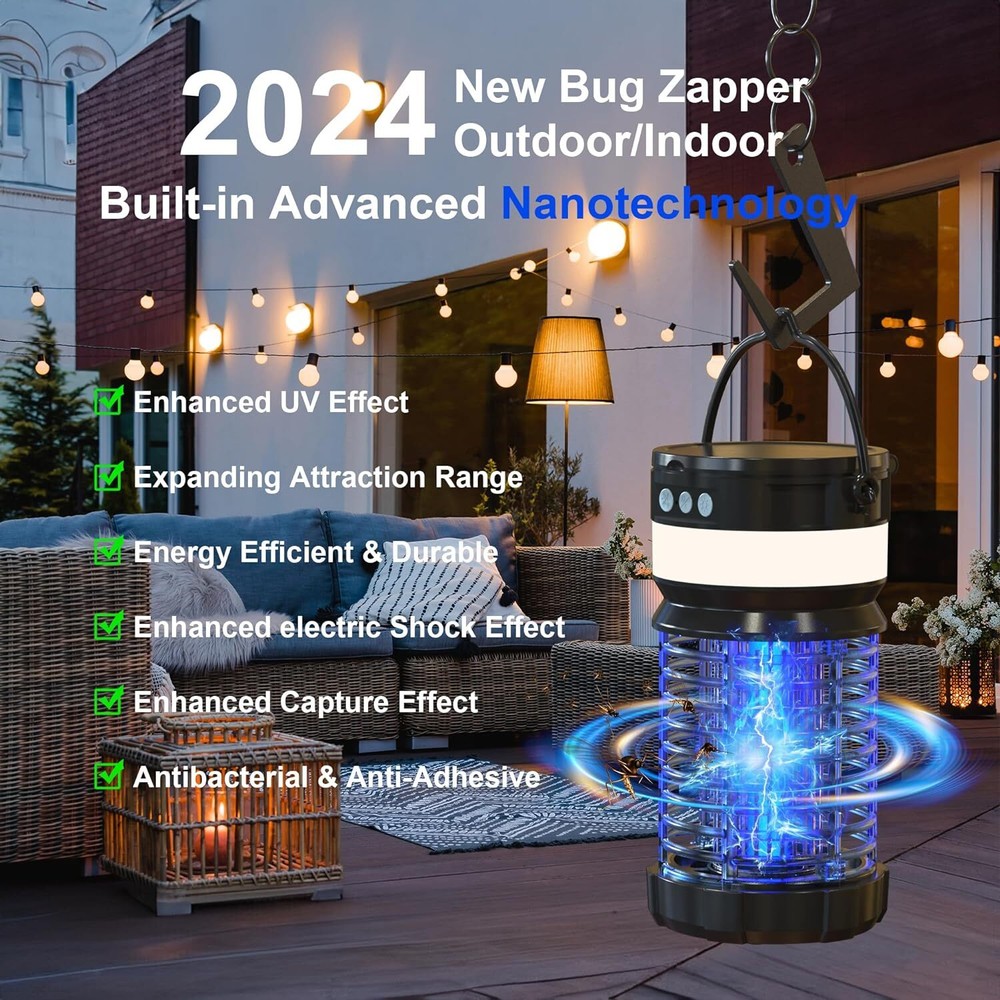 iooo Solar Bug Zapper Outdoor BK-22 - Black