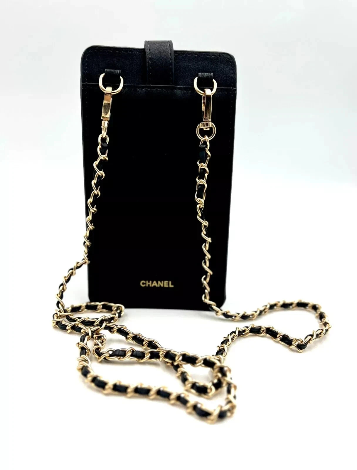 Chanel Beauty phone Makeup Coin Case Bag with Chain ~ Black