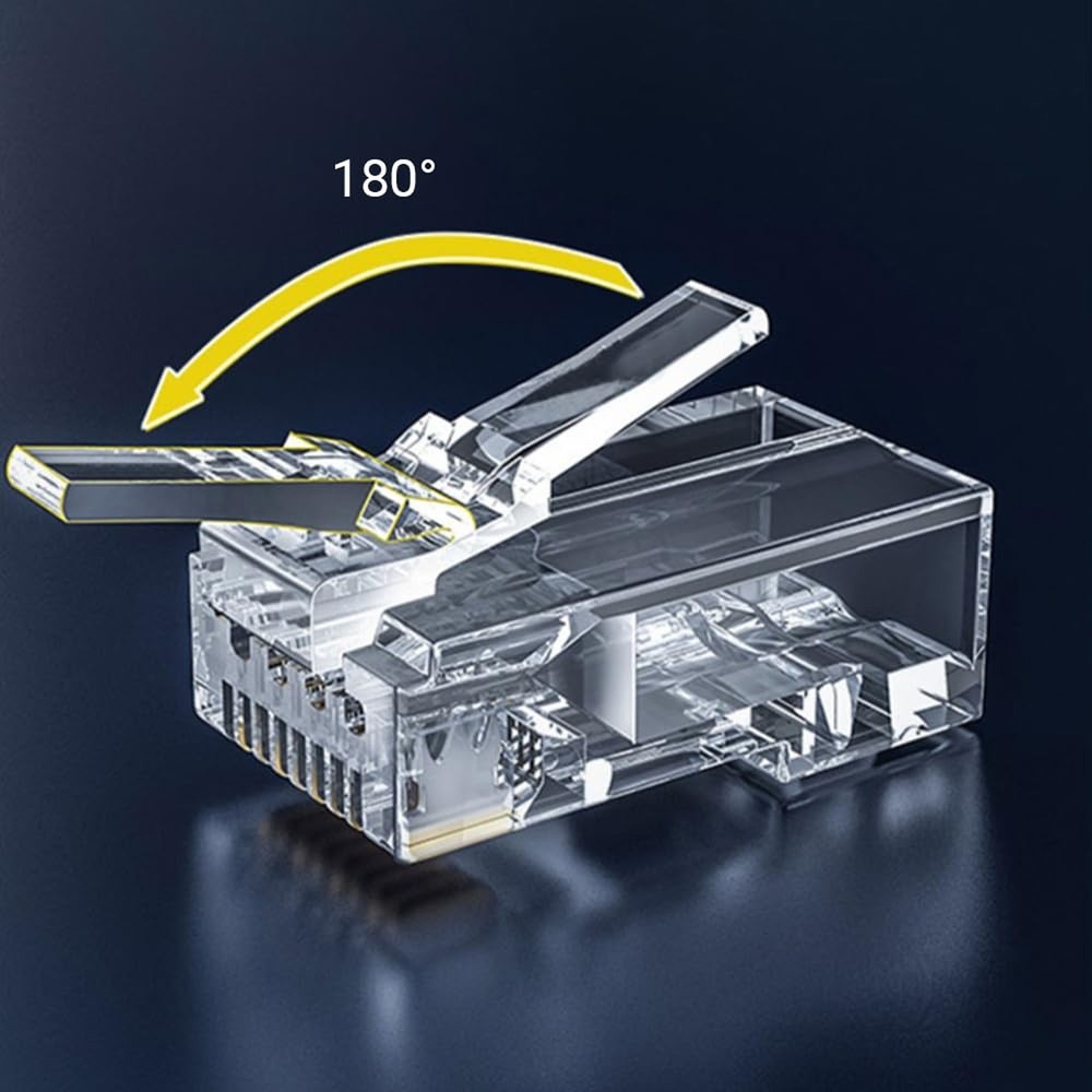 100-Pack RJ45 Cat6 Pass Through Connector RJ45 Modular Plugs for Solid or Str...
