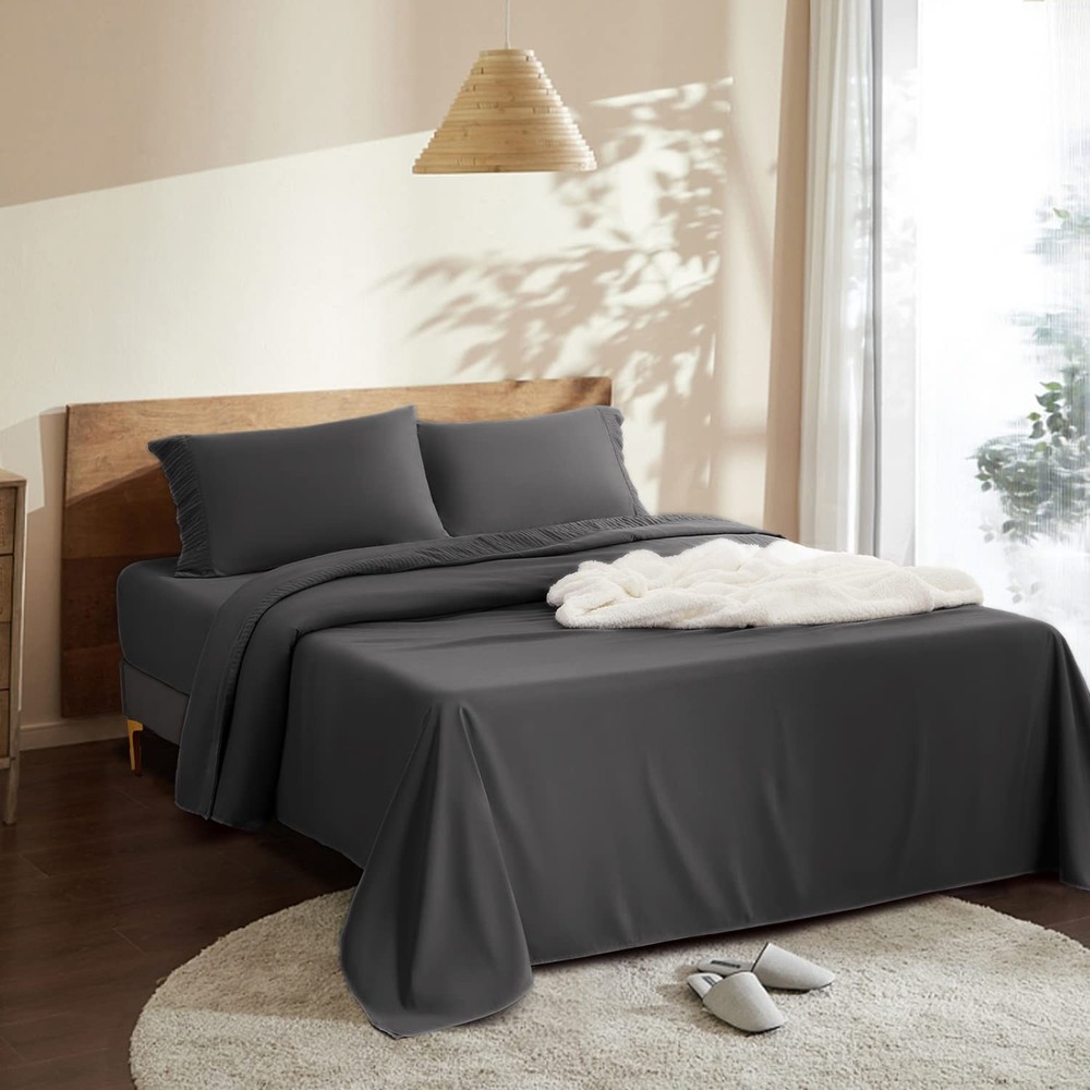Bedding Bed Sheets Set - 1800 Thread Count Soft Sheets, Cooling Microfiber Be...