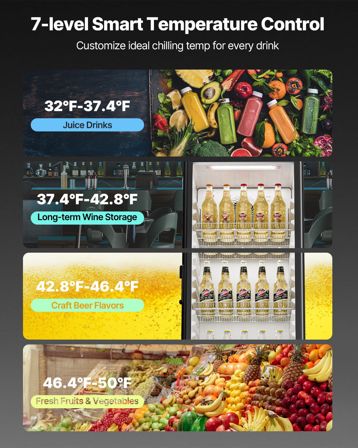 VEVOR Commercial Merchandiser Refrigerator 5.7 CU.FT Glass Door Beverage