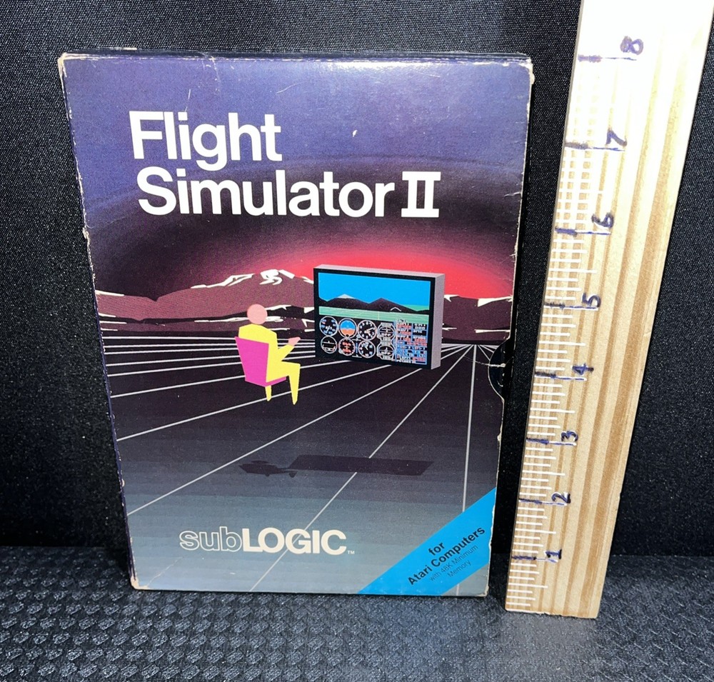 Flight Simulator II subLOGIC for ATARI computer - complete SET box manual 2 disk