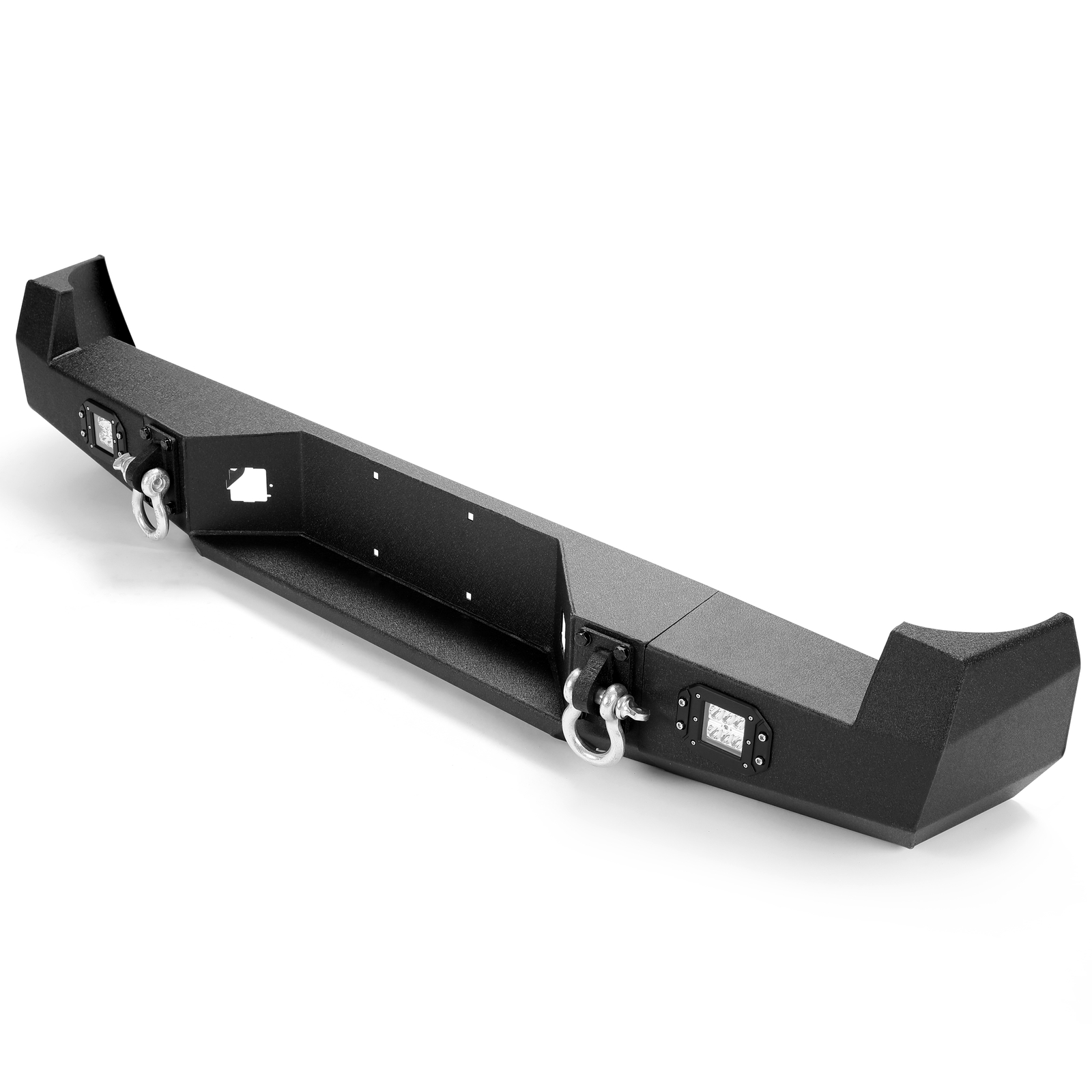 HECASA Black Rear Bumper For Toyota Tacoma 2005-2015 w/License Plate LED Lights