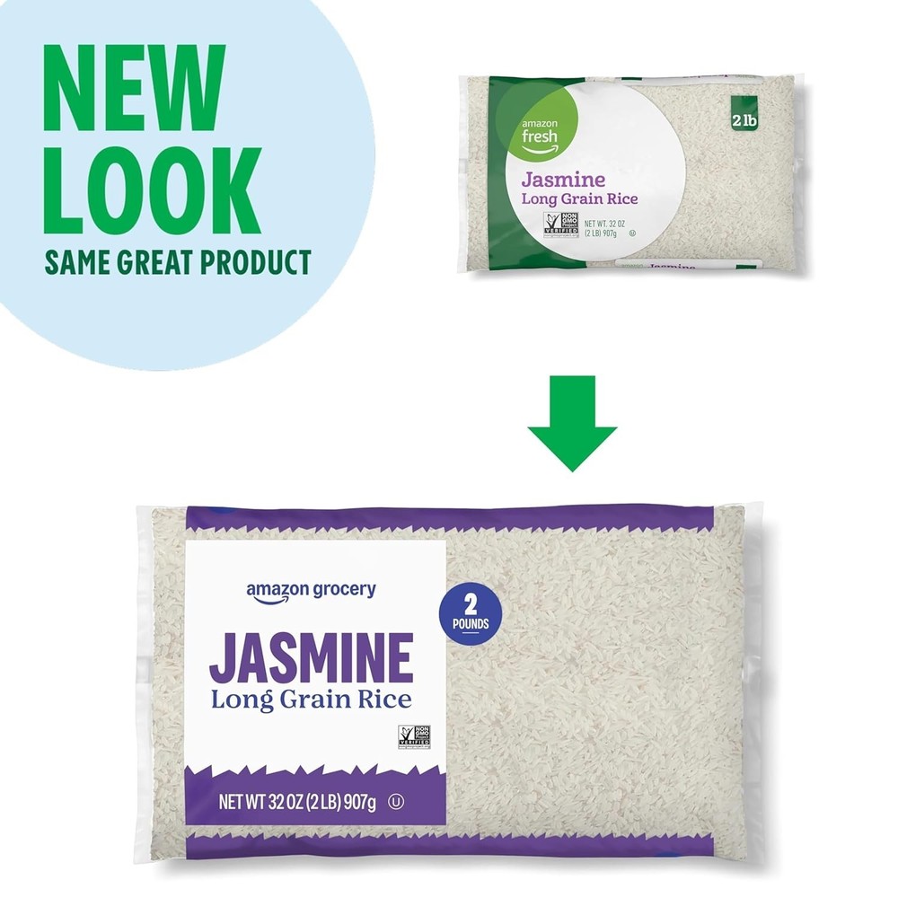Jasmine Long Grain Rice, 2 lb (Previously Amazon Fresh, Packaging May Vary)