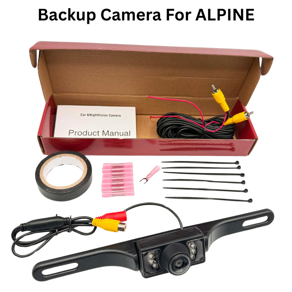 Rearview Backup Plate Camera for  ALPINE ILX-702D ILX702D Install Kit