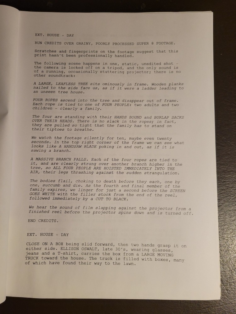 SINISTER (2012) Movie Script - Early Draft Working Title "FOUND FOOTAGE"