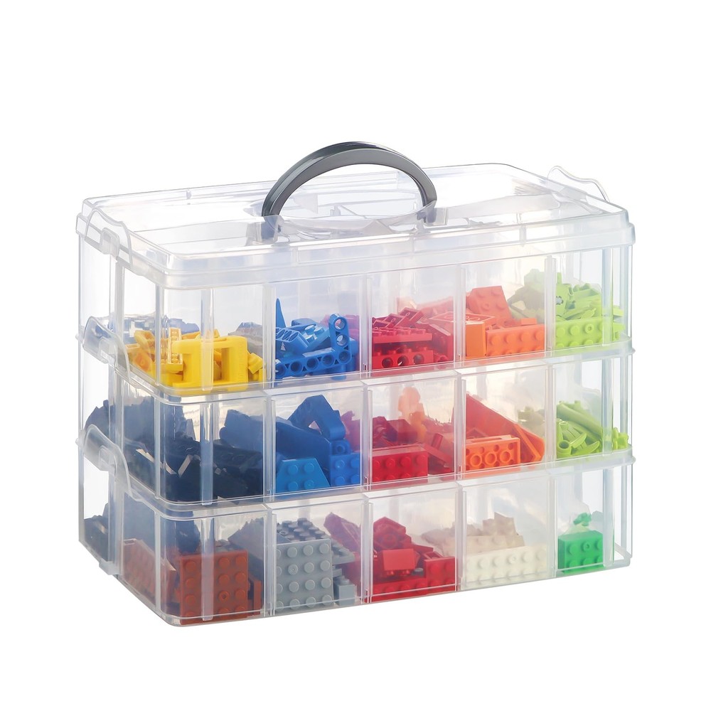 Storage Box for Lego, Stackable Storage Organizer with 30 Compartments for Le...