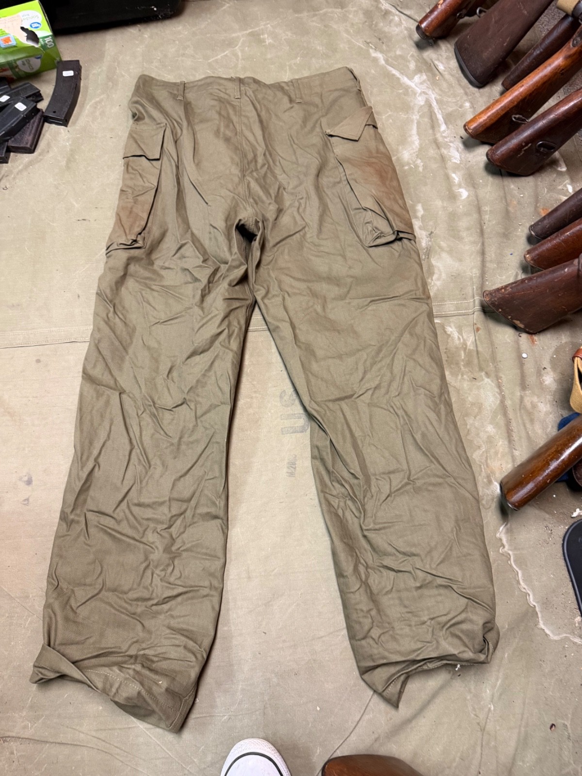 WWII US ARMY DARK SHADE HBT COMBAT FIELD TROUSERS- MEDIUM 34 WAIST
