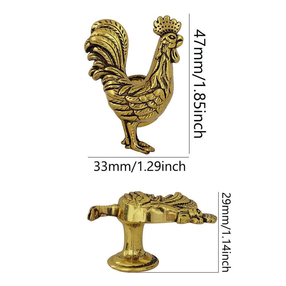 Chicken Knobs, Rooster Knobs for Cabinet and Drawers, Decorative Gold Zinc Me...