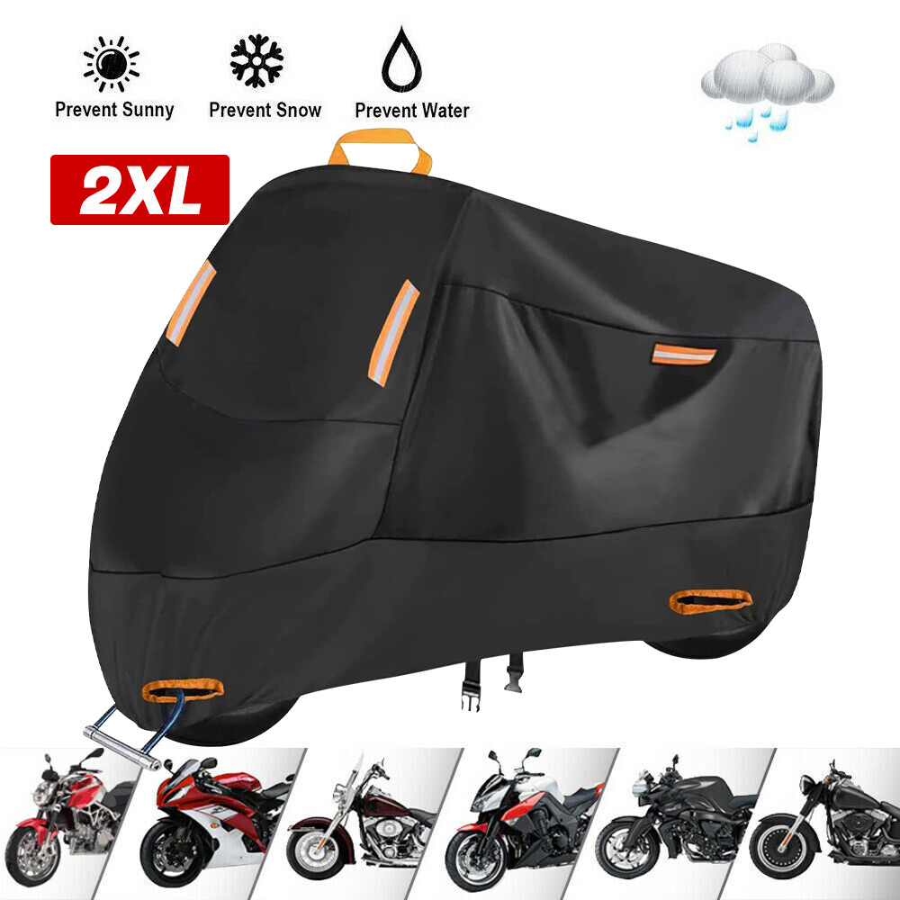 Waterproof Heavy Duty 2XL Motorcycle Cover For Winter Outside Storage Snow Rain