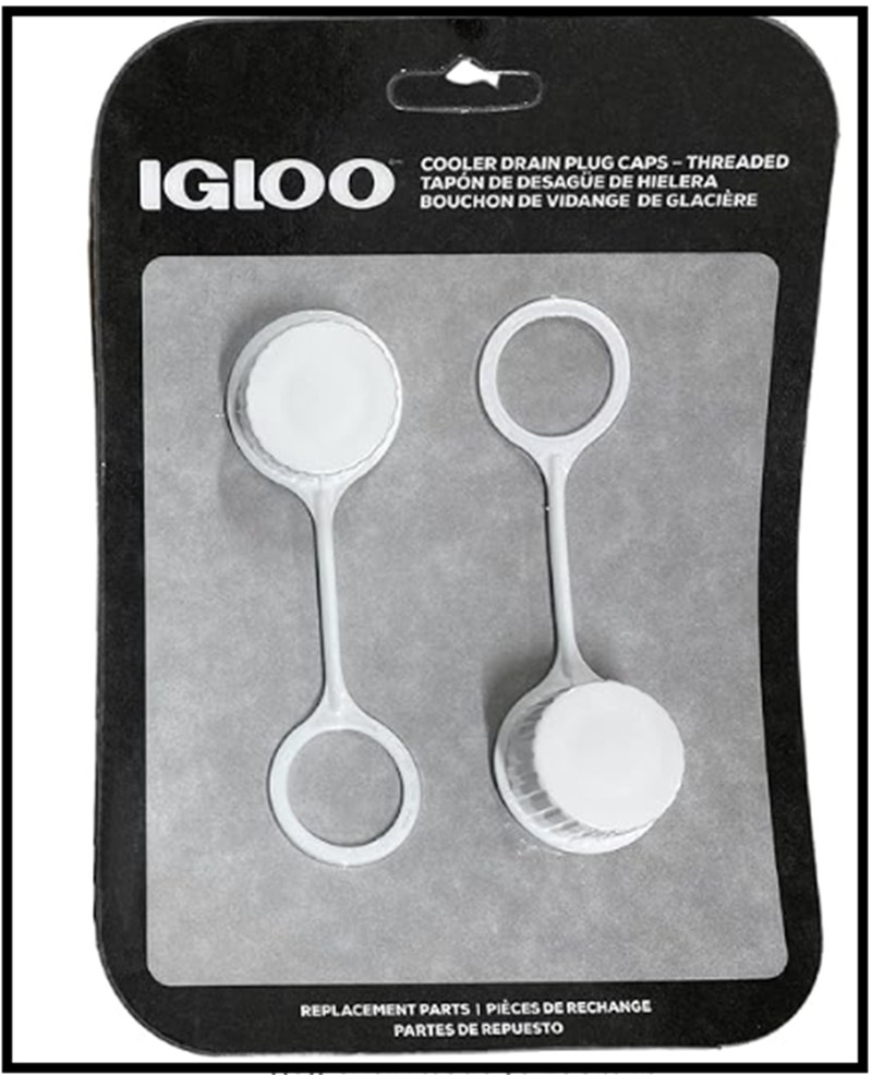 Igloo Cooler Threaded Drain Plug Caps with Plastic Tether 20049