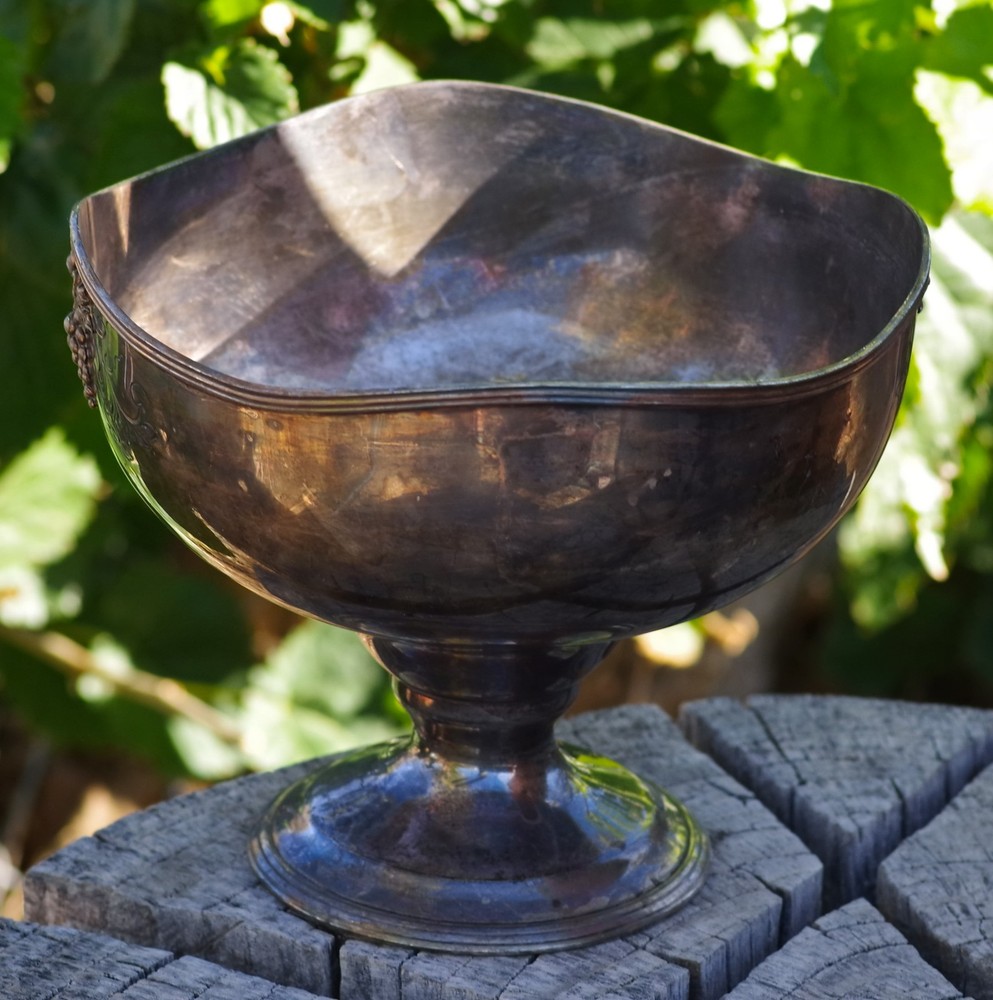 ANTIQUE Large Footed Bowl Benedict Quadruple Silver Plate Art Nouveau 1890's USA