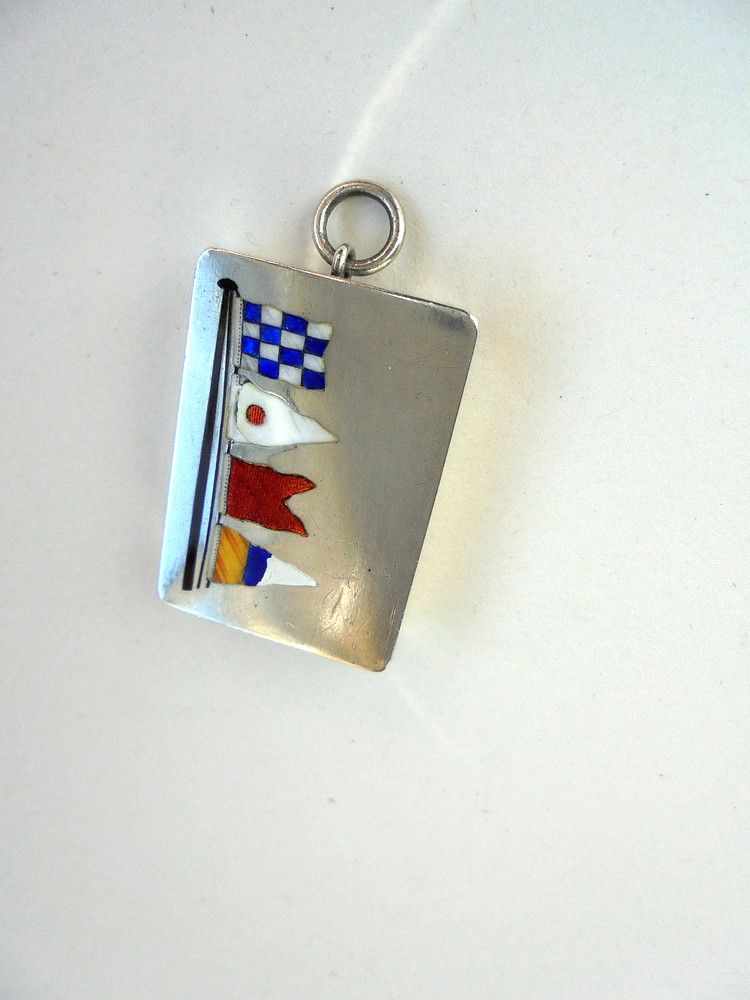 Antique Silver Enamel Flag Vesta Case