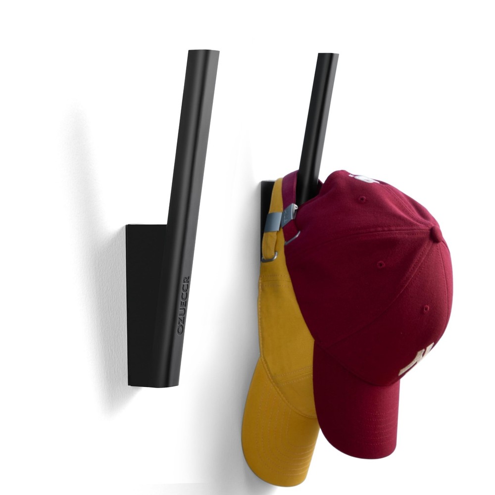 Ozueccr Hat Hook for Baseball Caps – Wall Mounted Vertical 2 Pack, Black