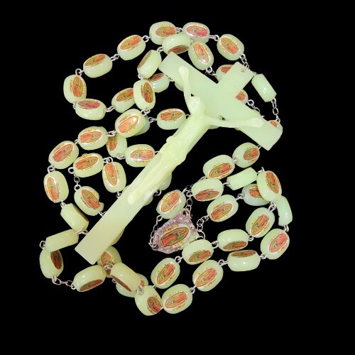 VIRGEN DE GUADALUPE Large Catholic rosary glow in the dark Wall Decor 50"
