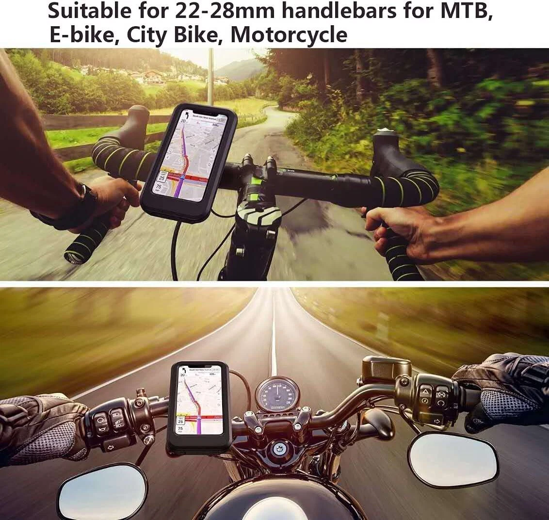 Motorcycle Bike Handlebar Phone Mount Holder Waterproof Case for iPhone Samsung