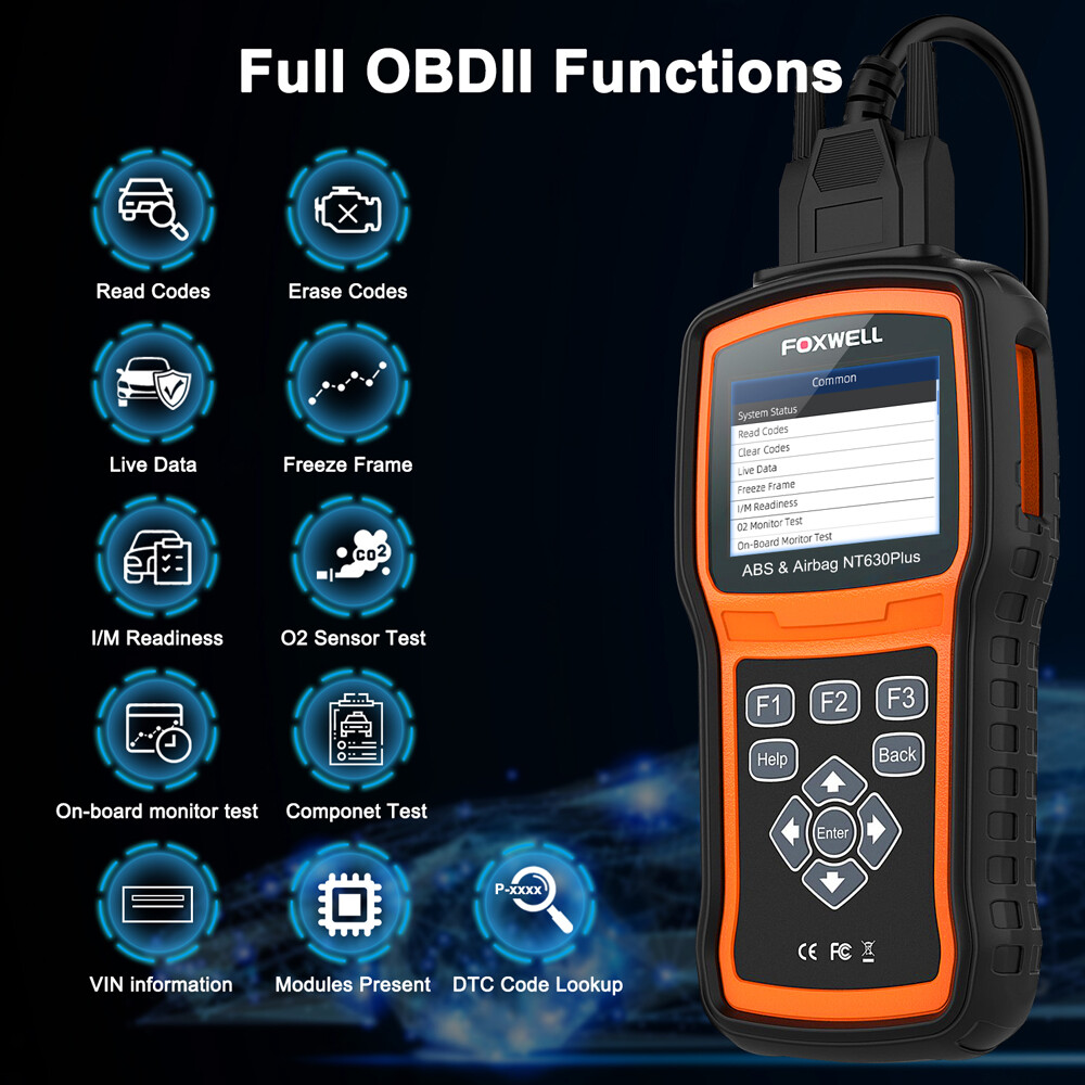 Foxwell NT630 PLUS OBD2 Scanner Code Reader Diagnostic Tool ABS Bleeding SAS SRS