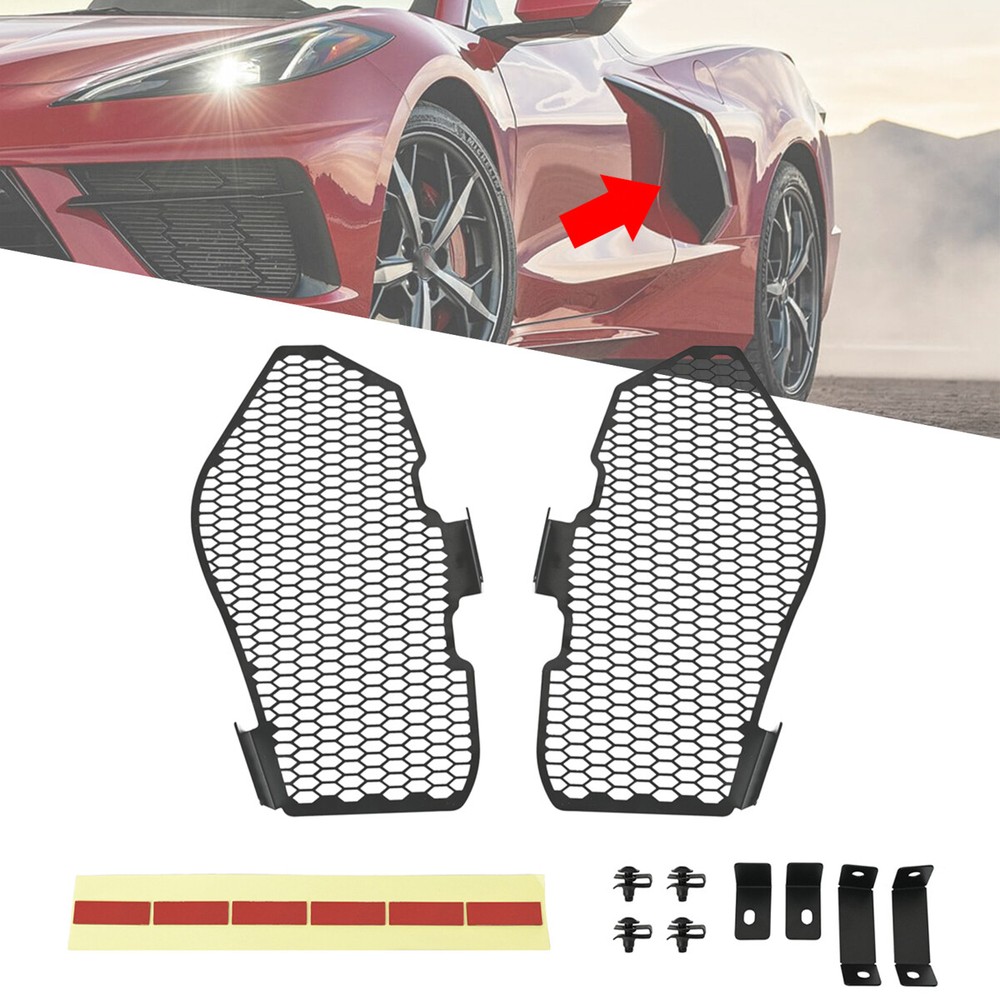 For Corvette C8 Z51 20-2024 Side Intake Mesh Grille +Front Grill Radiator Guard