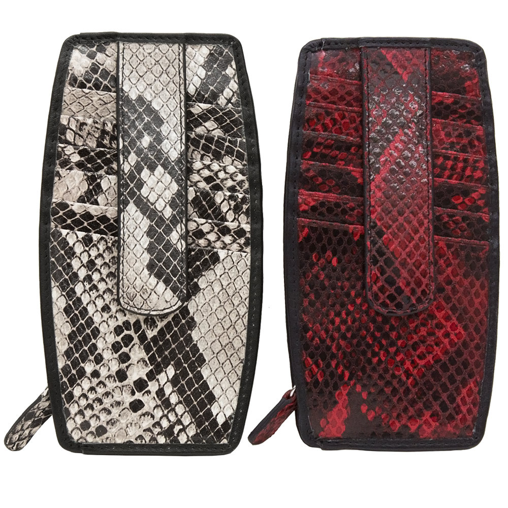 iLi Leather Python Print Double Sided Credit Card Stacker 4404