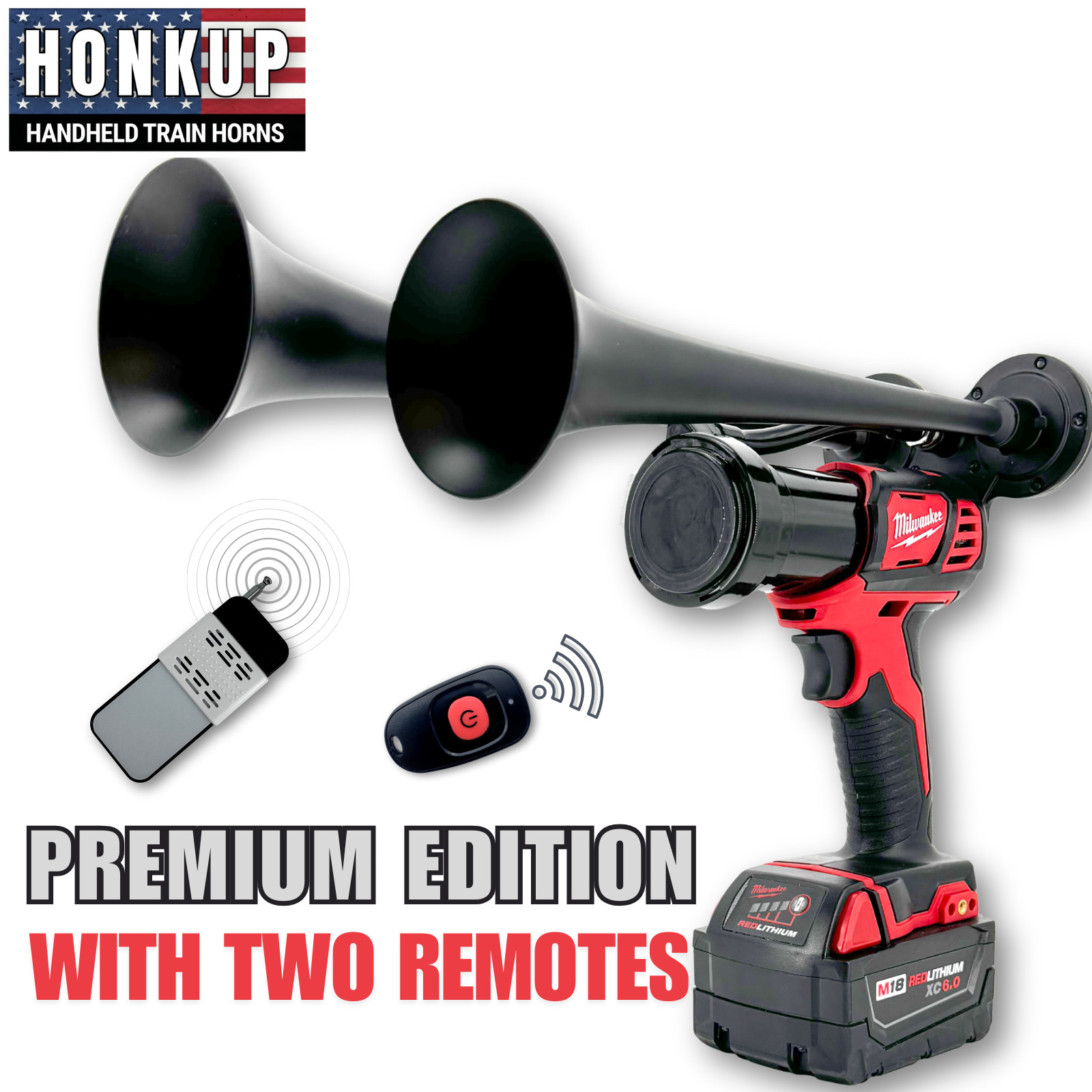 Premium Milwaukee Impact Handheld Train Horn | Full Kit + Two Remote Controls