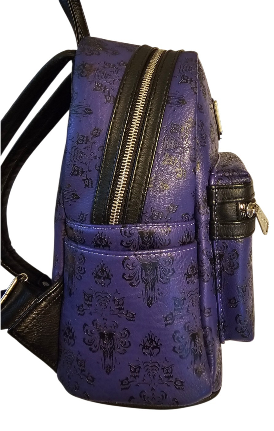 Loungefly Disney Parks Haunted Mansion Purple Wallpaper Mini Backpack ❤️ Logo