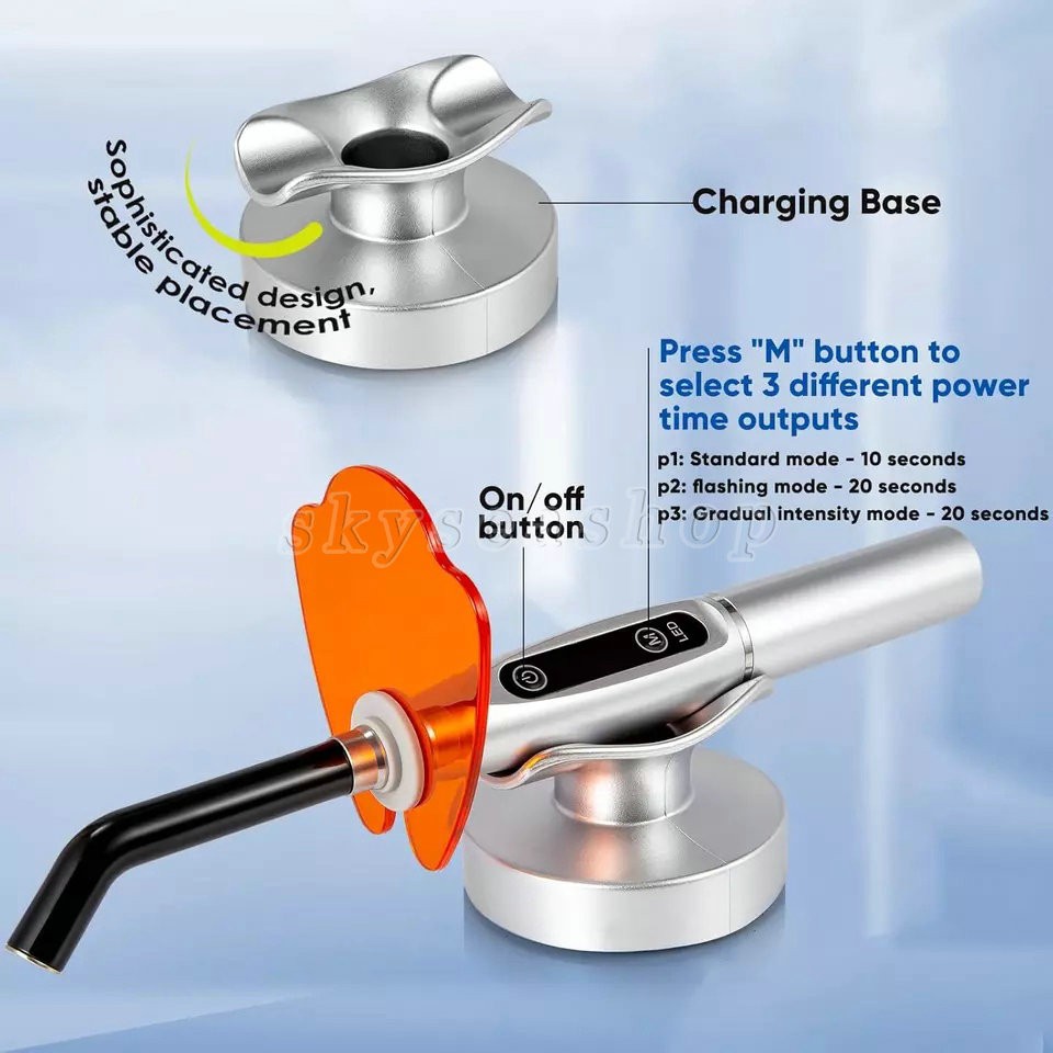Dental Upgraded Rainbow LED Curing Light 1500-2000mw/cm2 3 Modes Silver