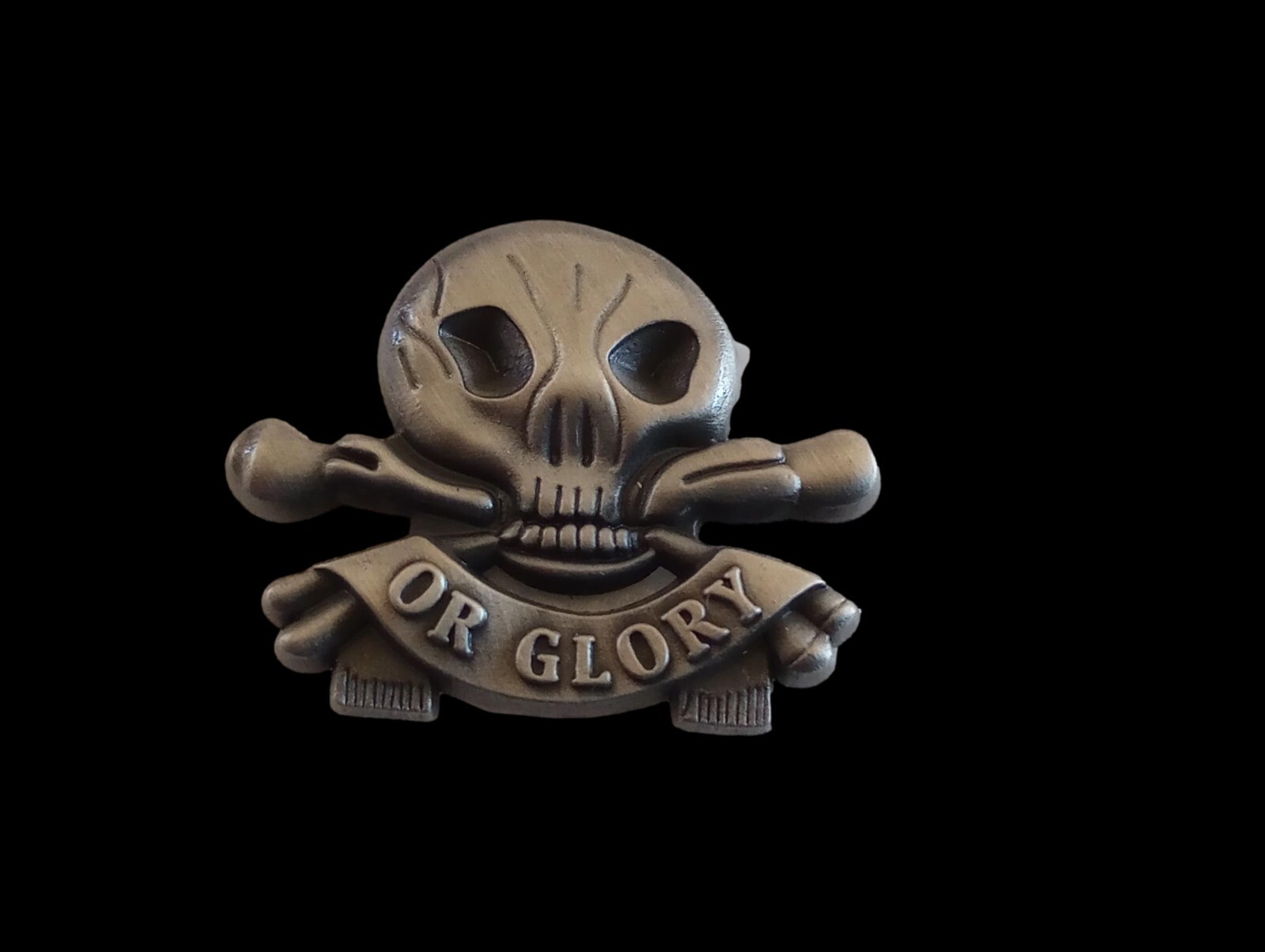 SKULL AND BONES HAT PIN LAPEL DEATH OR GLORY HEAD DOUBLE POST PIN NEW