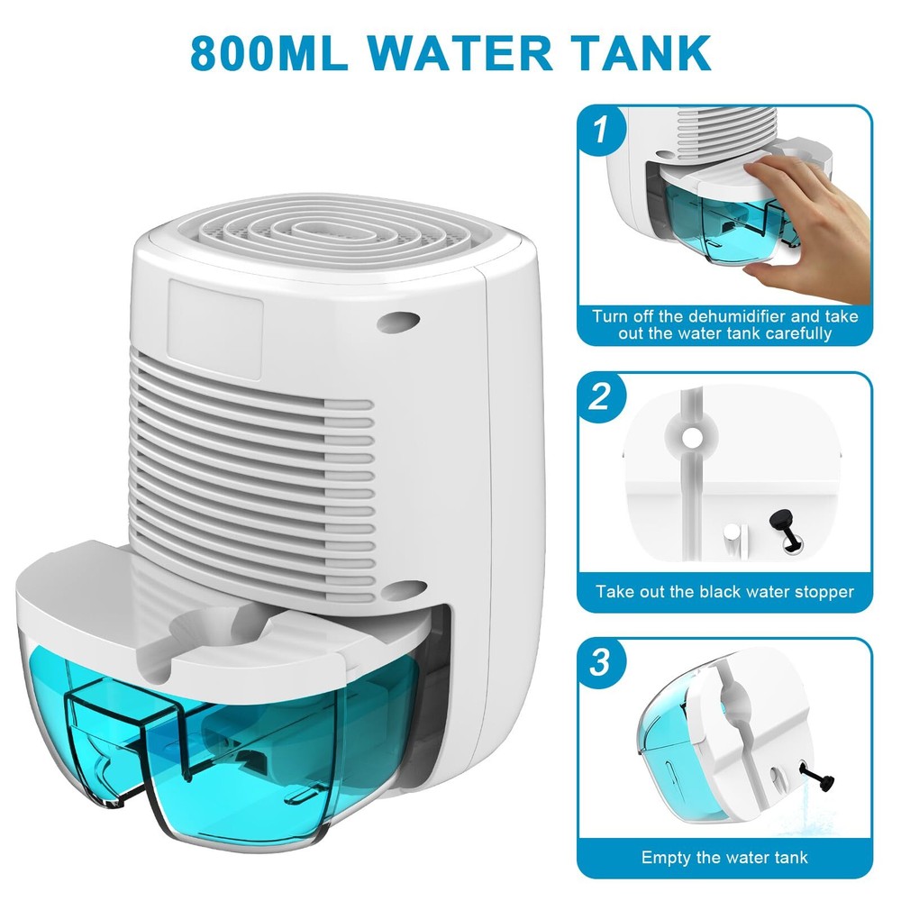 Small Portable Dehumidifier with Drain Hose Continuous Drainage Auto-OFF