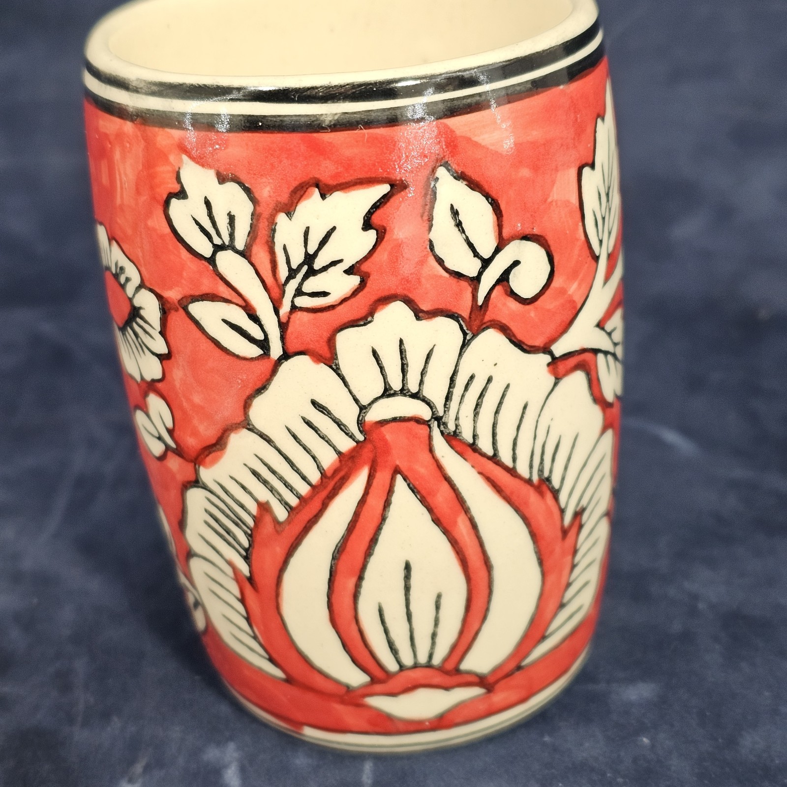 bathroom accessories Hand Painted Ceramic Tooth Brush Soap Drinking Cup India