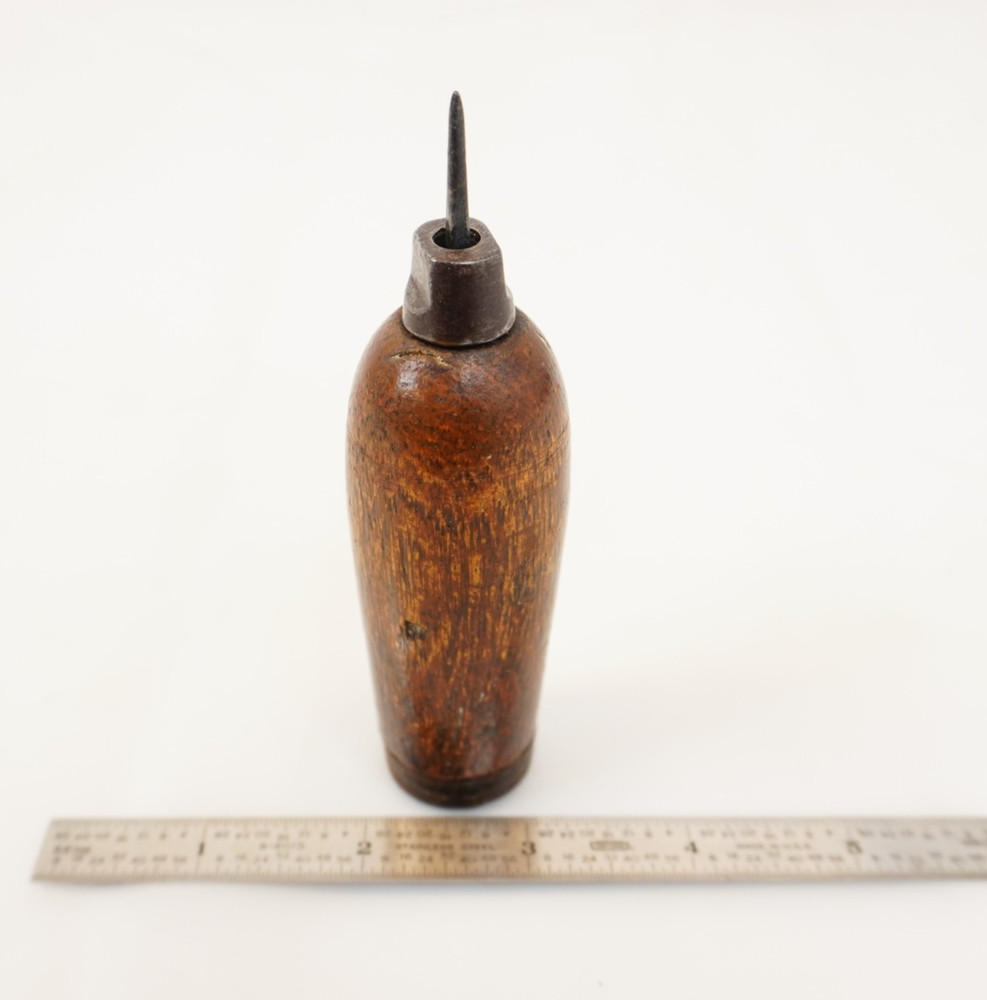 Antique Heavy Duty Leather Sewing Awl - Rare Square Shank Needle - Solid Core