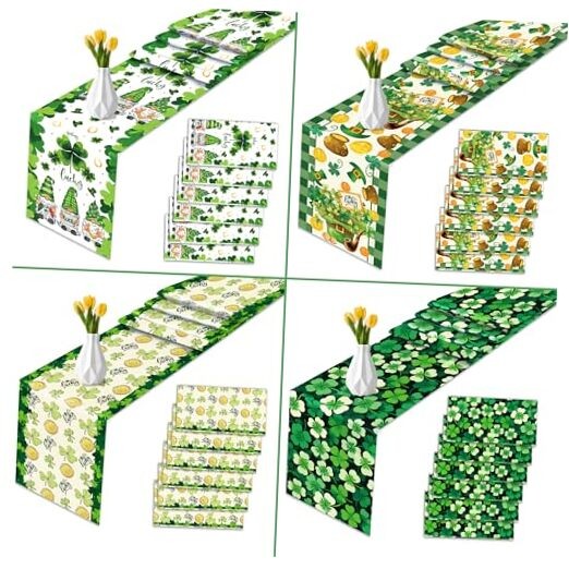 8Pcs St Patricks Day Table Runner Disposable Table Runner 4 Types St Patricks
