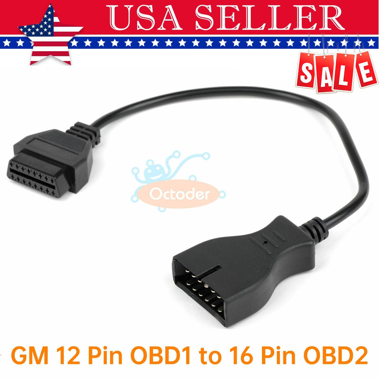 GM 12 Pin OBD1 to 16 Pin OBD2 Convertor Adapter Cable For Diagnostic Scanner US