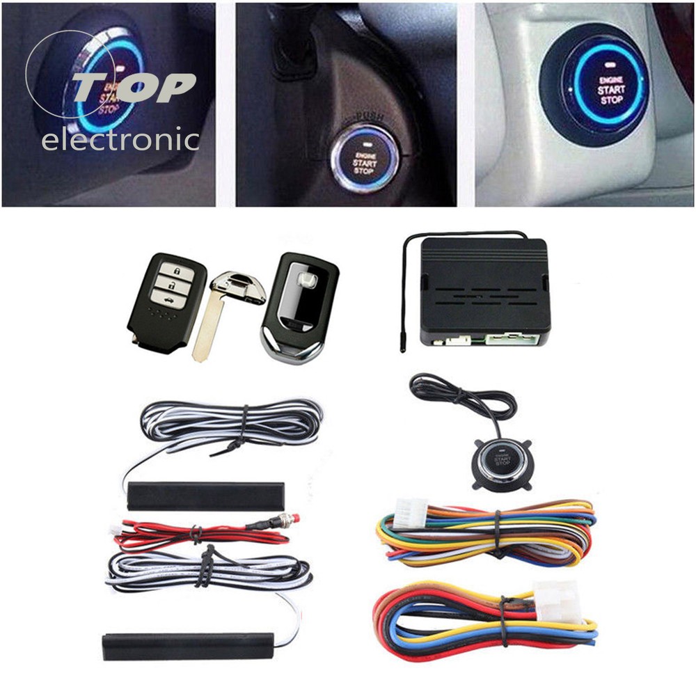 GPS Car Alarm Security System Push Button Start Passive Keyless Remote Kit